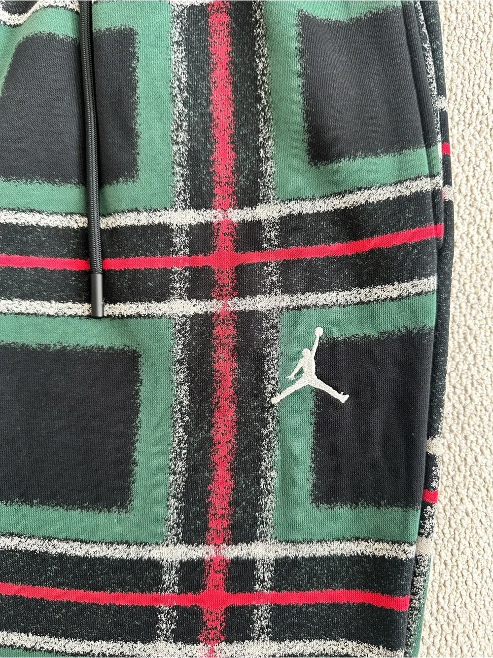 Jordan Green Black & Red Plaid Fleece Joggers